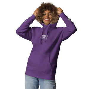 A stylish woman wearing a Boss Uncaged Signature Series Hoodie from the Boss Uncaged Store.