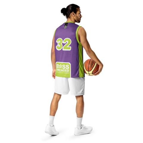 Image of Boss Uncaged "Unleashed" basketball jersey #32 (Purple/Green)