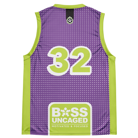 Image of Boss Uncaged "Unleashed" basketball jersey #32 (Purple/Green)