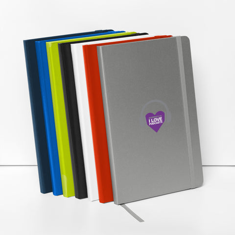 Image of A set of Boss Uncaged: Unleashing Ideas - I Love Podcasting" Hardcover Notebooks from the Boss Uncaged Store featuring a heart design.