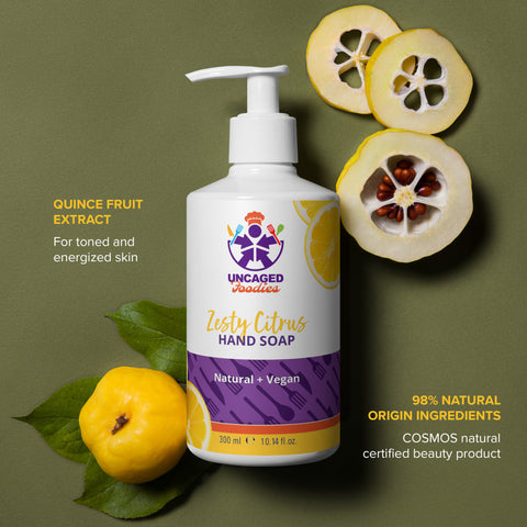 Image of Uncaged Foodies - Zesty Citrus Refreshing hand & body wash by Boss Uncaged Store, with lemons and oranges.