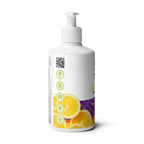 Image of A Uncaged Foodies Zesty Citrus Refreshing bottle of lotion with lemon slices on it, hand & body wash - Boss Uncaged 100% Approved Product from the Boss Uncaged Store.