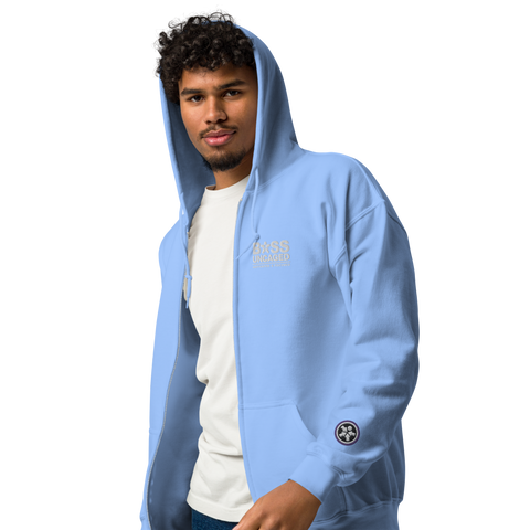 Image of A man wearing a light blue Boss Uncaged Breakthrough Hoodie from the Boss Uncaged Store.