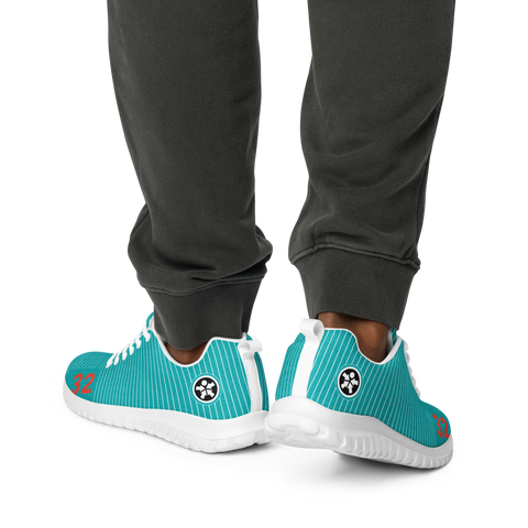 Image of The back of a man wearing a pair of Boss Uncaged Workflow Athletic Shoes (Teal) from the Boss Uncaged Store.