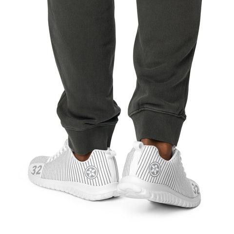 Image of A man wearing white jogging pants and Boss Uncaged Workflow Athletic Shoes (White) from the Boss Uncaged Store.