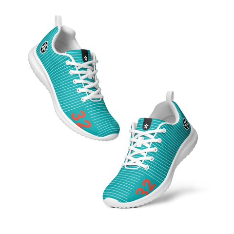 Image of A pair of Boss Uncaged Workflow Athletic Shoes (Teal) in turquoise and red from Boss Uncaged Store.
