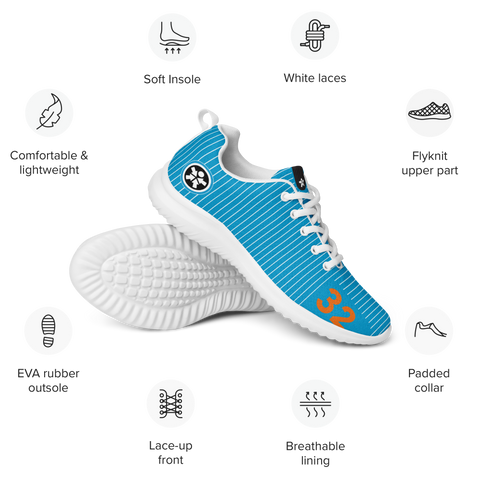 Image of A picture of a Boss Uncaged Workflow Athletic Shoes (Blue) with different features.