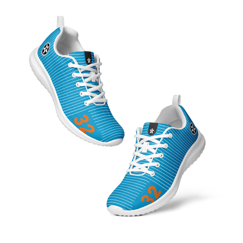 Image of A pair of Boss Uncaged Workflow Athletic Shoes (Blue) from the Boss Uncaged Store, women's blue and orange running shoes.