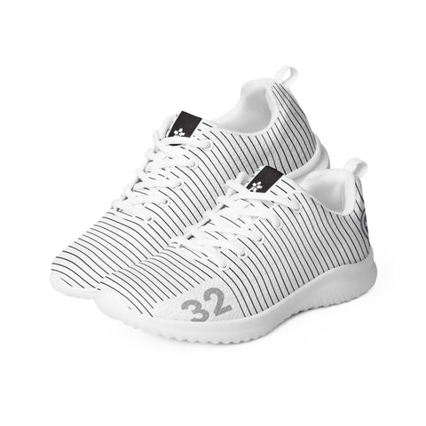 Image of A pair of Boss Uncaged Workflow Athletic Shoes (White) from the Boss Uncaged Store with the number 32 on them.
