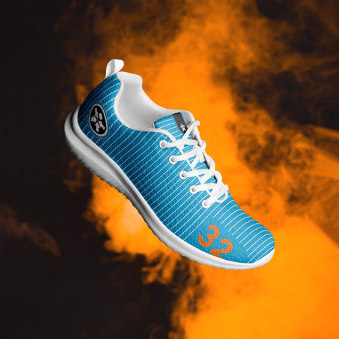 Image of A Boss Uncaged Workflow Athletic Shoes (Blue) by Boss Uncaged Store on a black background.