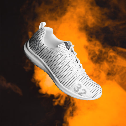 Image of A Boss Uncaged Workflow Athletic Shoe (White) in the middle of a black background.