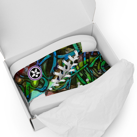 Image of The Boss Uncaged Movement: Men’s high top Graffiti canvas shoes (Blue)