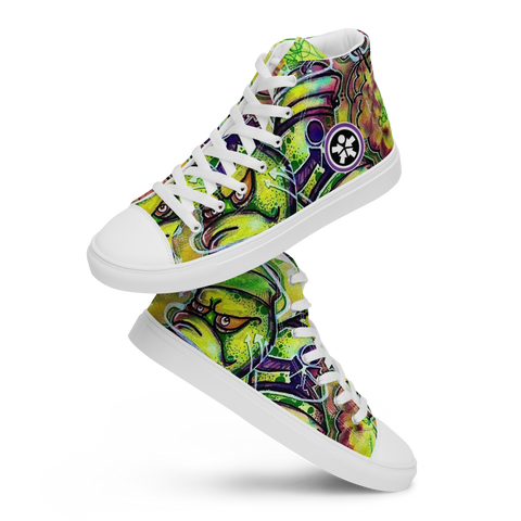 Image of The Boss Uncaged Movement: high top Graffiti canvas shoes (Green)