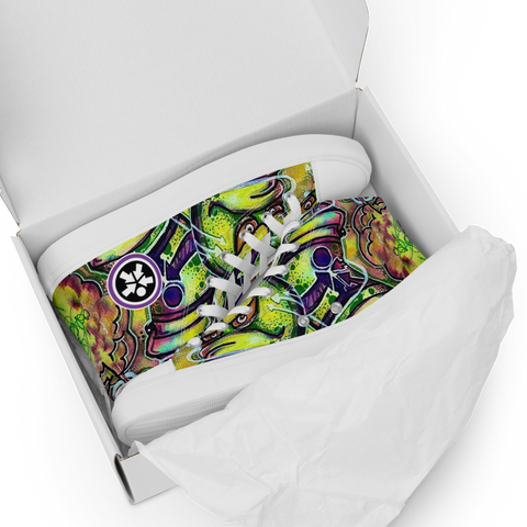 Image of The Boss Uncaged Movement: high top Graffiti canvas shoes (Green)