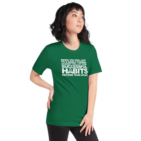 Image of A woman wearing a green t - shirt from Boss Uncaged Store with the words, don't you know what you're doing.